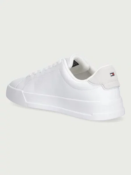 Sneakersy niskie z mieszanki skóry Tommy Hilfiger białe