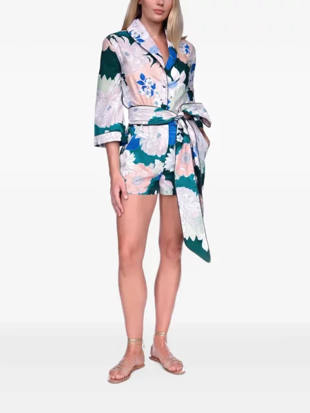 Salopetă scurtă Cara Cara cu model floral cu imagine verde