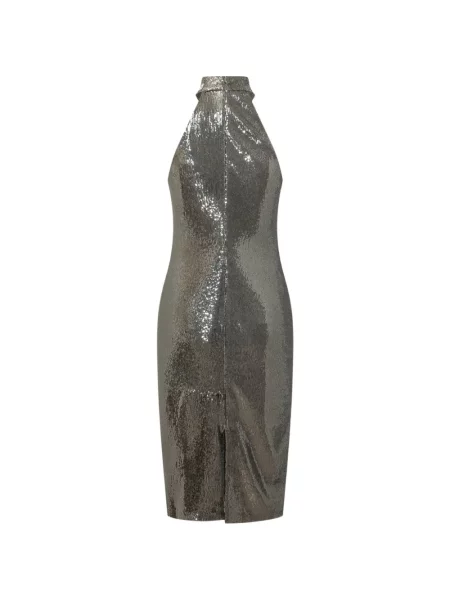 Rochie midi Lauren Ralph Lauren cu paiete cu gât halter