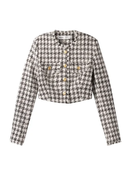 Bershka Prehodna jakna črna / volneno bela