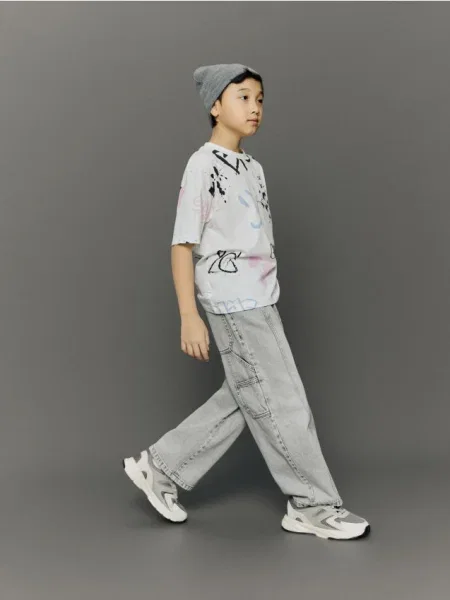 Reserved Blugi baggy deschis gri