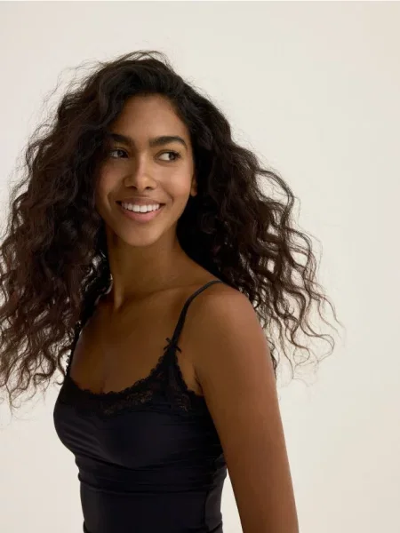 Reserved Топ із мереживом чорний