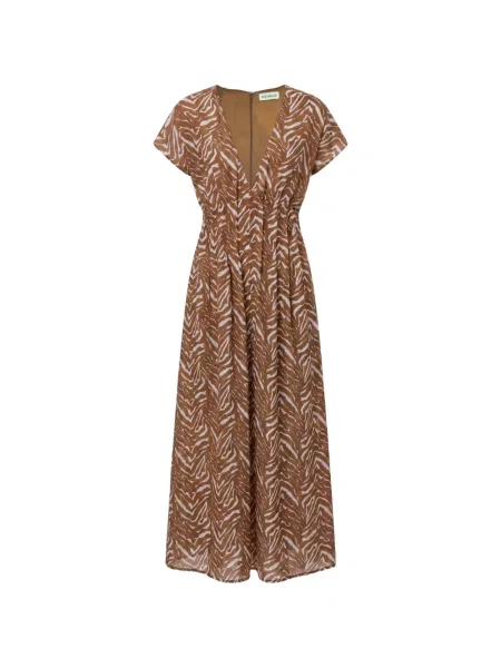 Rochie Nicholas cu imprimeu abstract maro