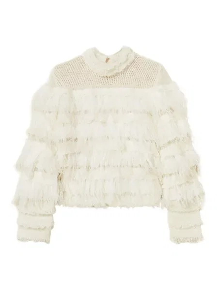 Pulover Twinset cu pene alb