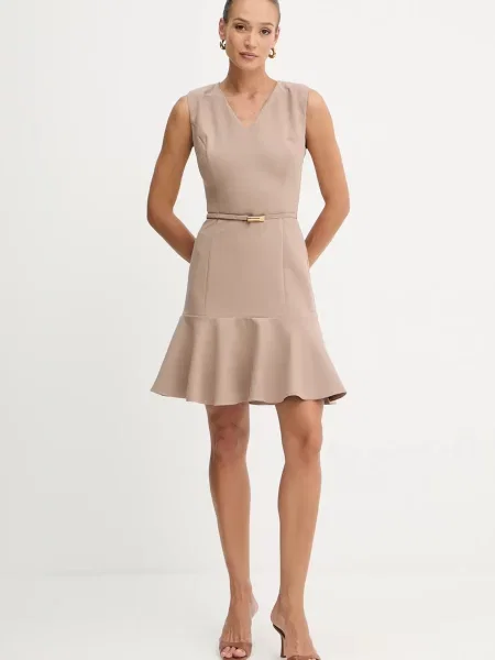 Marciano Guess sukienka DALIA mini rozkloszowana beżowy