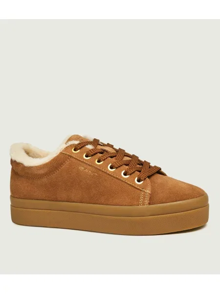 Gant Căptușite sneakers Avona | piele întoarsă | shearling bej