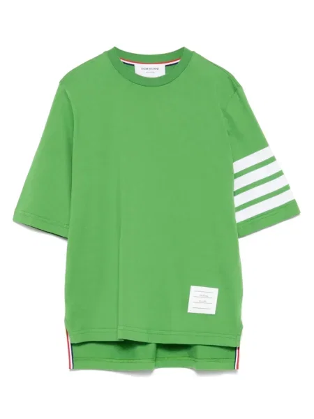 Tricou Thom Browne cu dungi din jerseu verde