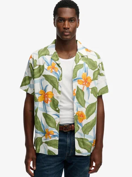 Superdry & Co Košile světlemodrá / zelená / oranžová bílá