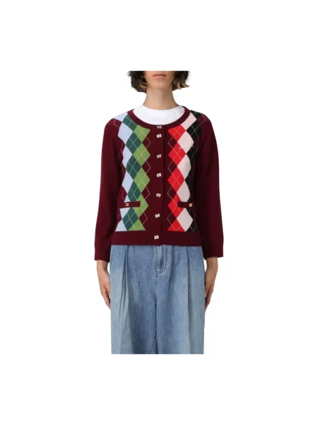 Wielobarwność kardigan Ganni wełniany w kratkę