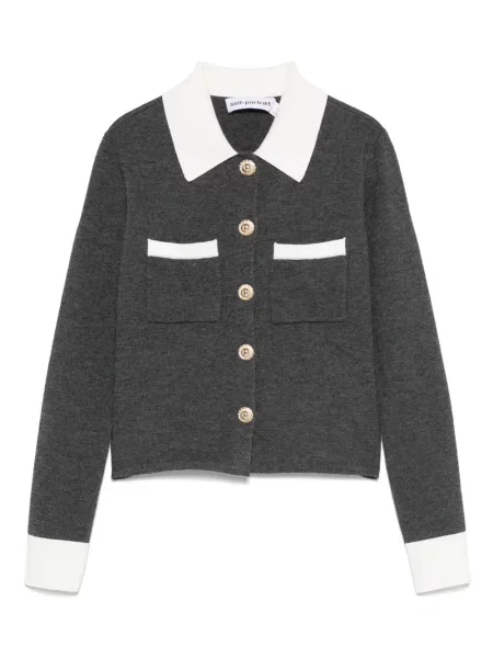Cardigan Self-portrait din cașmir gri