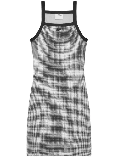 Mała sukienka mini Courreges w pepitkę garniturowa czarna