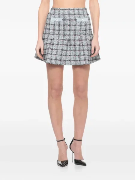 Mała mały spódnica mini Self-portrait w kratkę niebieska