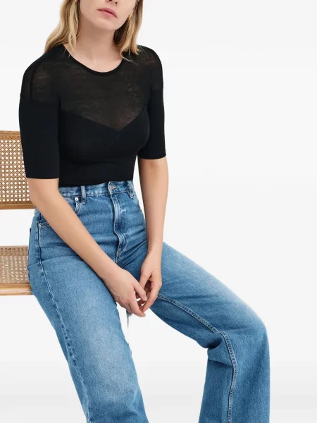 Top Marcella transparente negru