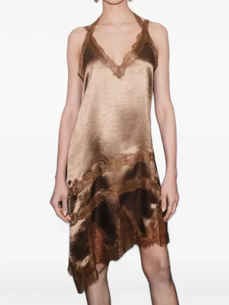 Rochie Marella din satin maro