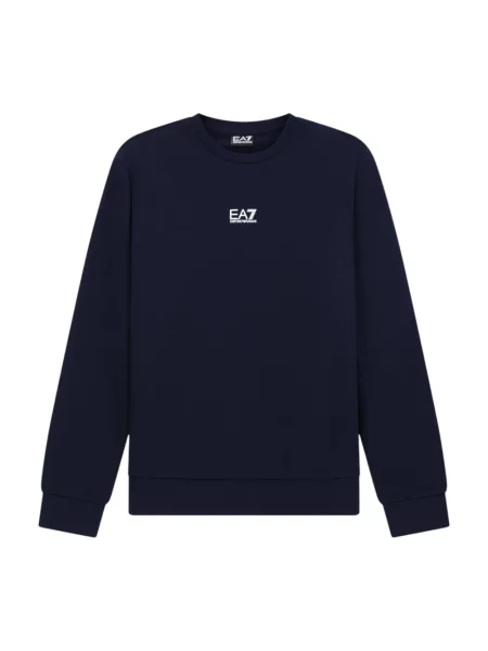 Bluza Emporio Armani Ea7 z dekoltem w kształcie litery U z kapturem z długim rękawem niebieska