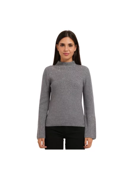 Sweter Gaudi z dżetami szary