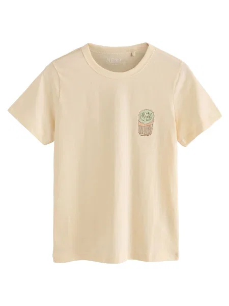 Next Tricou Essential galben pastel / verde deschis negru