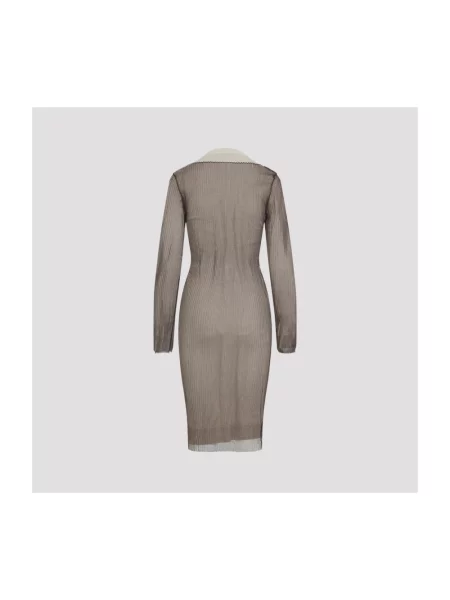 Sukienka midi Mm6 Maison Margiela wełniana beżowa