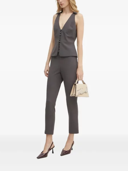 Top Bardot z dekoltem halter szary