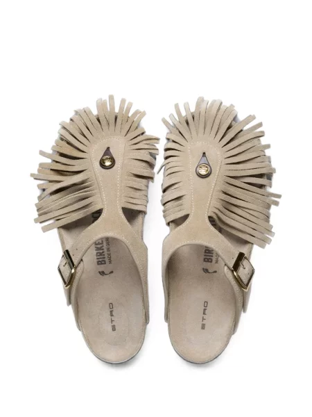 Велурени сандали Birkenstock с ресни
