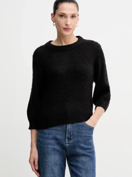 Pulover z dodatkom moherja United Colors of Benetton črna
