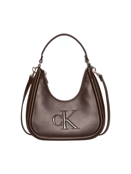 Calvin Klein Kabelka Bold Ck Small Crescent Bag Tmavo hnedá