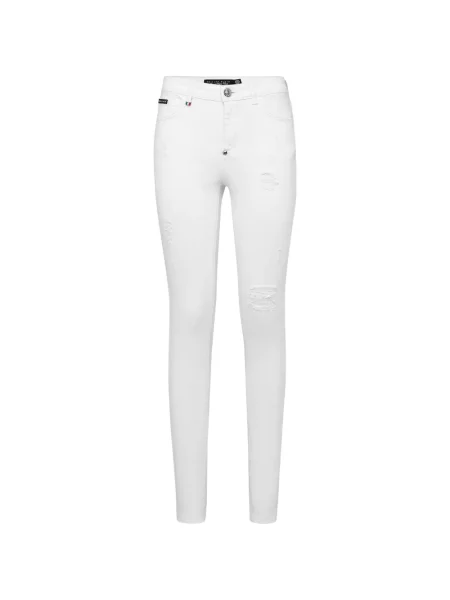 Blugi uzați Philipp Plein zdrențuiți alb