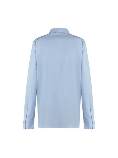 Koszula Jil Sander w paski z paskiem z długim rękawem niebieska