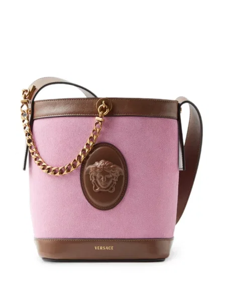 Geantă Versace din piele de căprioară roz