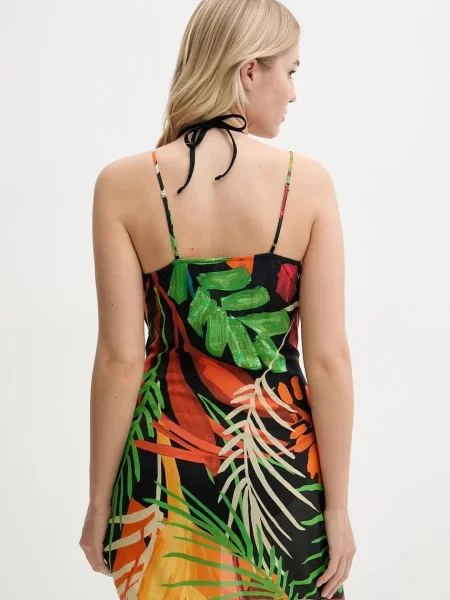 Plážové šaty Desigual BAHAMAS STRAPS černá