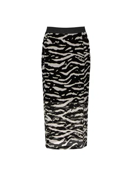 Spódnica Marc Cain z nadrukiem zwierzęcym z siateczki czarna