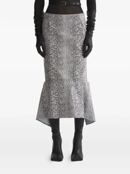 Fustă Mugler cu imagine cu model piele de șarpe gri