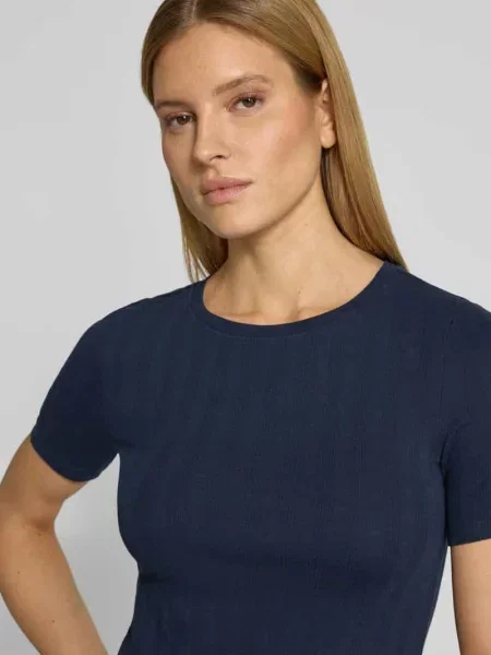 T-shirt o kroju slim fit z mieszanki bawełny Tom Tailor Denim granatowa