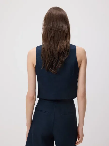 Reserved Лляна жилетка темно-синій синій