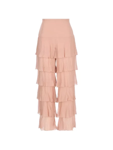 Pantaloni Valentino Garavani cu volane roz