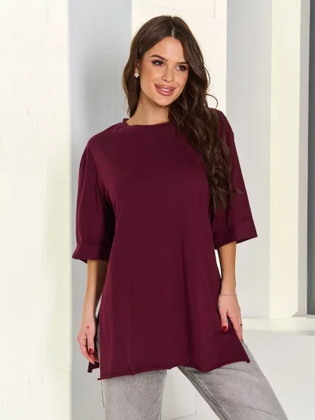 Футболка ISSA Plus бордовий