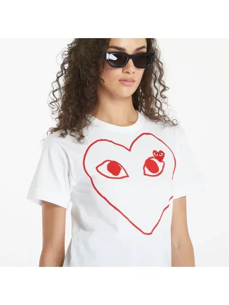 T-shirt Comme des Garçons PLAY Heart Logo Short Sleeve Tee UNISEX White L λευκό