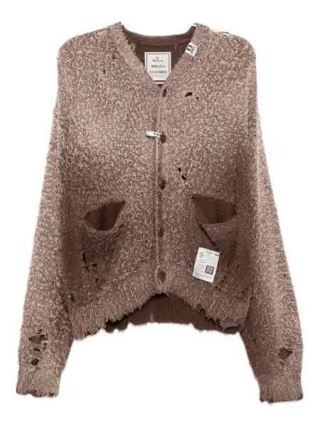 Cardigan Maison Mihara Yasuhiro zdrențuiți maro