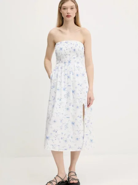 Lanena obleka Hollister Co. bež