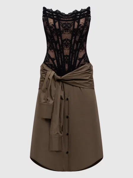Корсетна сукня кольору з мереживом Giuseppe Di Morabito Milano хакі