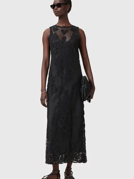 AllSaints rochie RYE maxi mulată negru