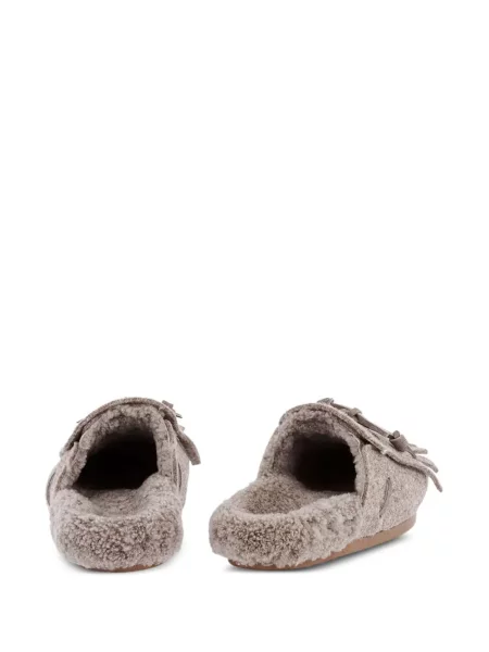 Mules Ancient Greek Sandals με κρόσσια καφέ