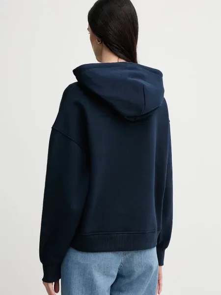 Tommy Jeans pulover s kapuco bombažen modra