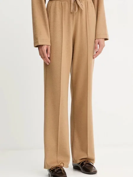 Weekend Max Mara spodnie z dodatkiem wełny SPONDA szerokie high waist zielony