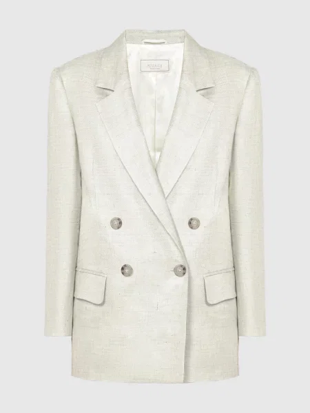 Двобортний жакет з льоном Peserico зелений