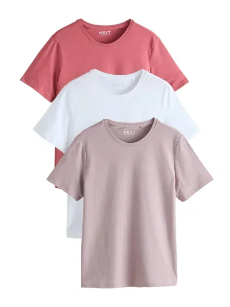 Next Tricou gri taupe / roșu deschis alb