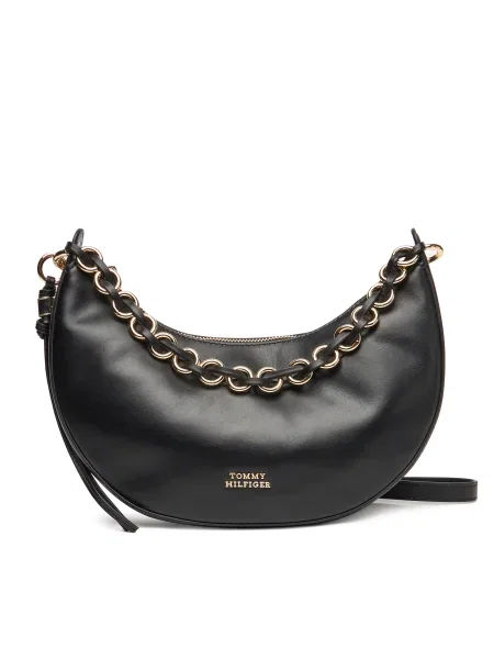Tommy Hilfiger Geantă Moon Leather Crossover negru
