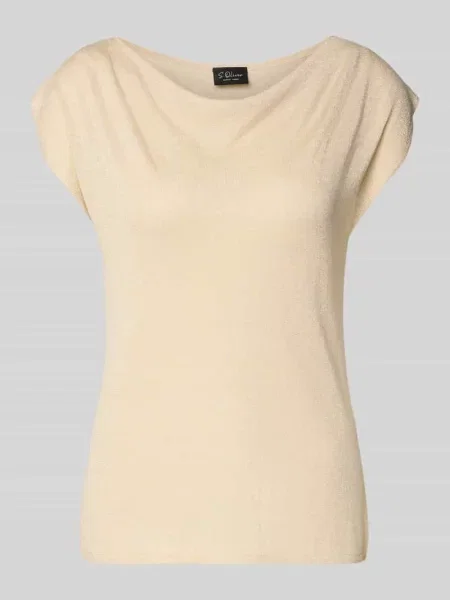 T-shirt z mieszanki o kroju relaxed fit S.oliver Black Label beżowa