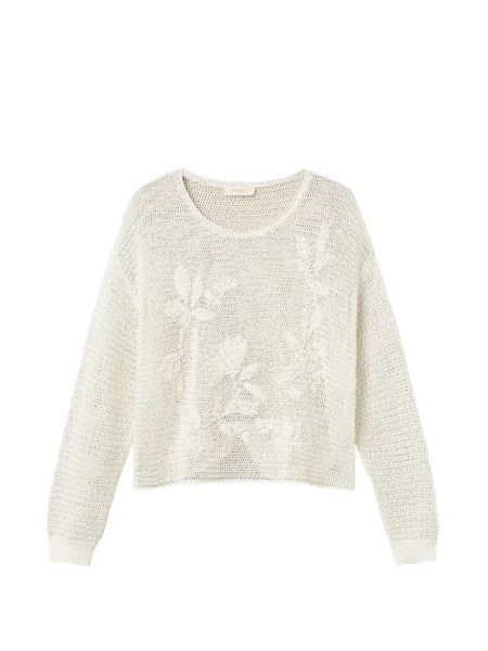 Pulover Twinset cu broderie alb