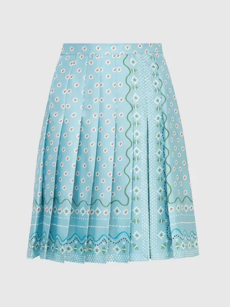 Шовкова спідниця в принт Ermanno Scervino блакитна
